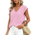 thumbnail image 2 of LWITHSZG Womens Cap Sleeve Tops V Neck Knit Crochet Sweater Vest Casual Loose Fit Lightweight Pullover Summer Going Out Blouses, 2 of 8