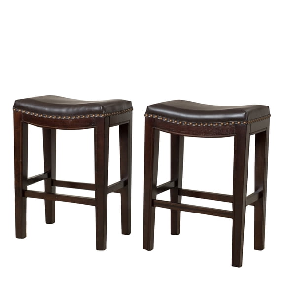 Ridgway 26.2" Backless Bonded Leather Counter Stools, Set of 2, Brown
