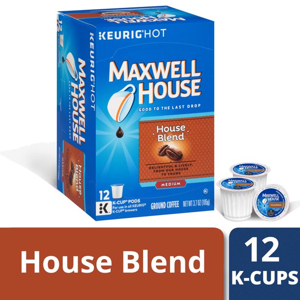 Maxwell House Medium Roast House Blend Coffee K Cups, Caffeinated, 12