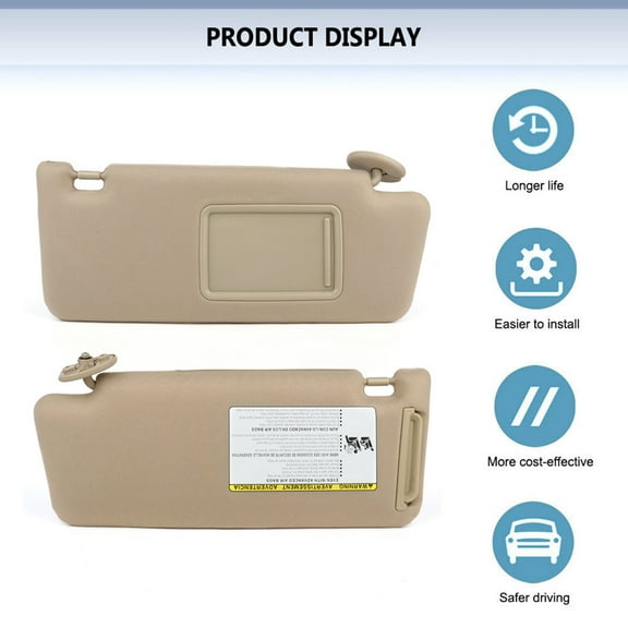 SCITOO Right Passenger Side Sun Visor Assembly fit for 2005-2014 for Toyota Tacoma without Sunroof (Beige)