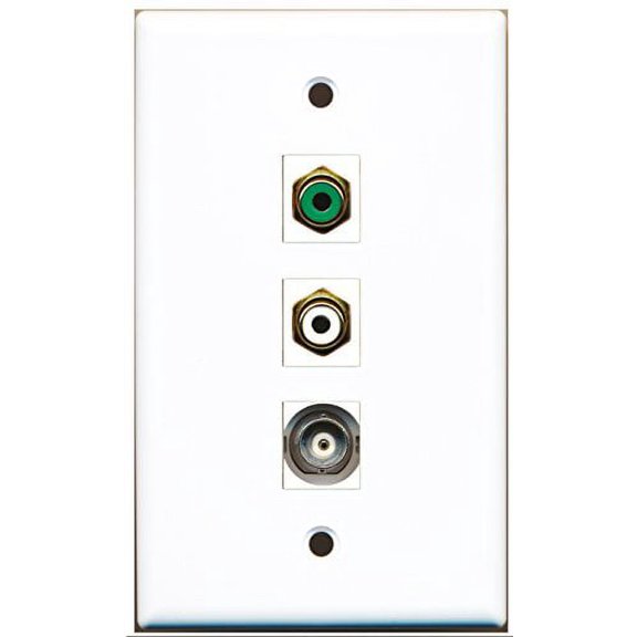 RiteAV - 1 Port RCA White and 1 Port RCA Green and 1 Port BNC Wall Plate