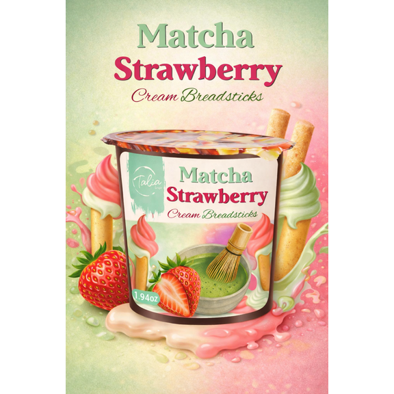 Talia Matcha Strawberry Cream Breadsticks Grab n Go