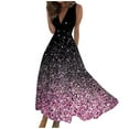 thumbnail image 2 of Women's Summer Maxi Dress Casual Floral V Neck Short Sleeve Swing Long Dresses, 2 of 6