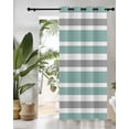 thumbnail image 3 of Concise Green Thermal Insulated Blackout Curtains for Bedroom 24 Length Gray White Stripe Room Darkening Curtain 1 Panel Grommet Window Curtain Drape for Living Room Nursery Room, 3 of 7