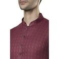 thumbnail image 3 of Ethnix Men's Indian Band Collar Micro Dobby Thread Print Kurta Tunic Pajama Set; Magenta; XL, 3 of 6