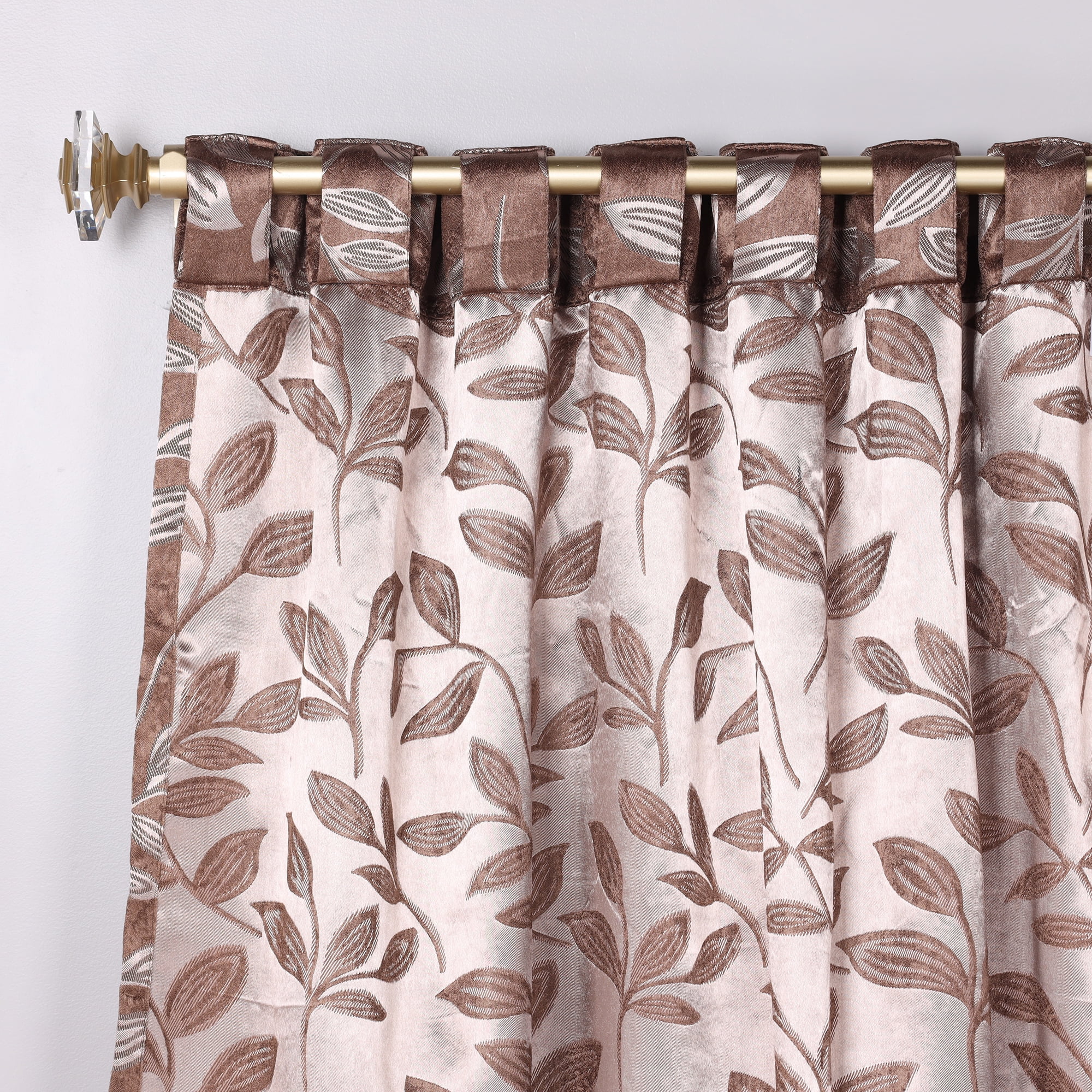 Superior Blackout Leaves Back Tab Curtains Set of 2, Light Filtering Curtain Panel Set, Cooper, 52"W x 108"L