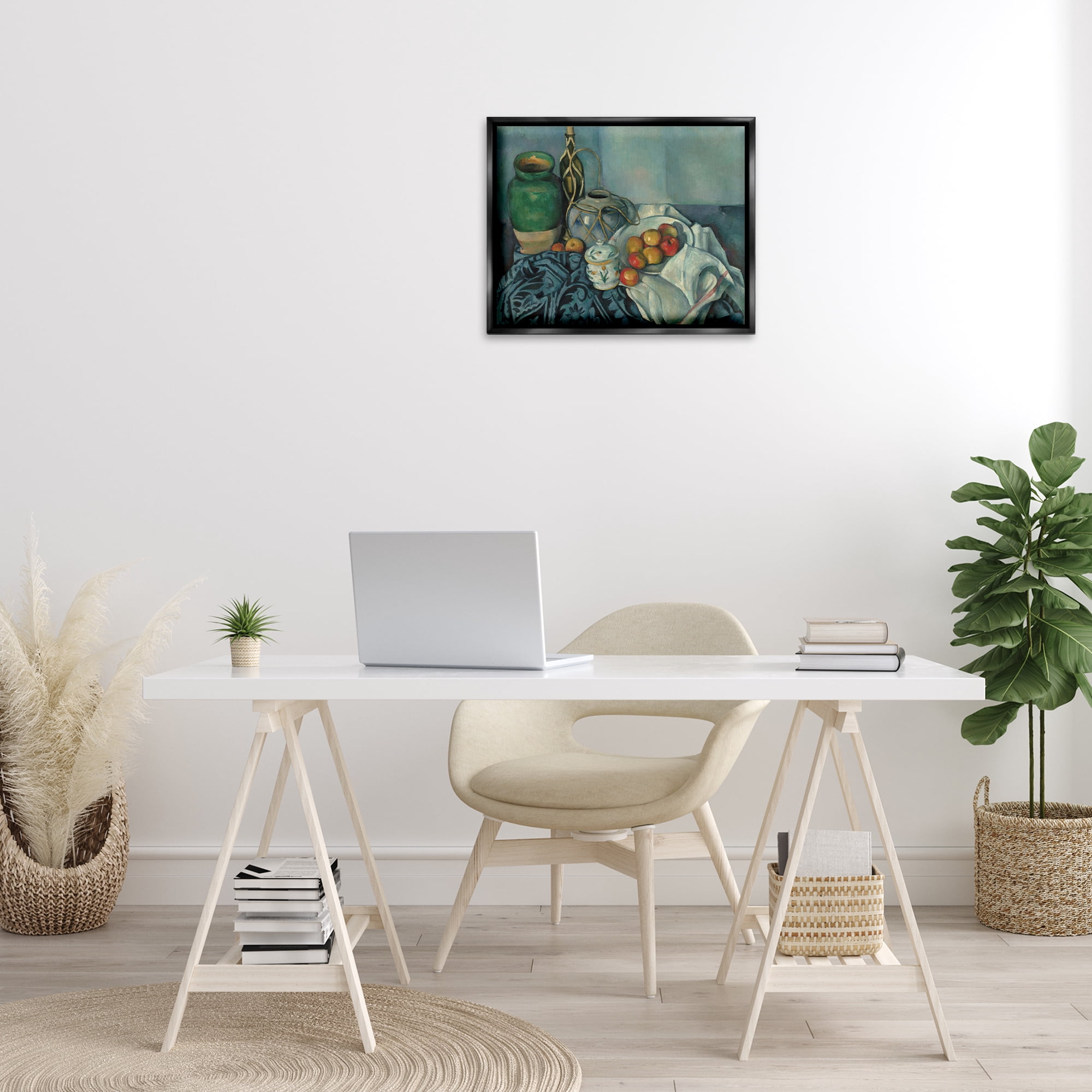 Stupell Industries Classic Cezanne Apples Still Life Food & Beverage Painting Black Floater Framed Canvas Art Print Wall Art, 21 x 17