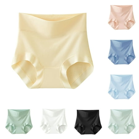 Summer Savings Clearance 2025! itsun Plus Size Womens Underwear  Cotton Underwear for Women  Women Comfortable Solid Color Large Size Panties Hight Waist Underpants Yellow XXL