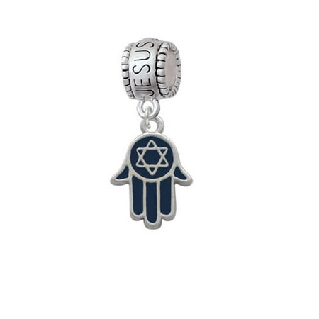 Love Star Of David Pendant - Blue Hamsa Hand with Star of David - Jesus Loves Me Charm Bead