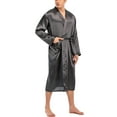 thumbnail image 6 of Youloveit Men's Summer Silk Satin Pajamas Kimono Bath Satin Robe with Shorts Nightgown Long-Sleeve Nightwear, 6 of 8