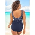 thumbnail image 2 of Swim 365 Women's Plus Size Sarong-Front Swimsuit, 2 of 4