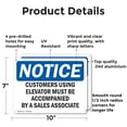 thumbnail image 2 of (2 Pack) Customers Using Elevator Must Be Accompanied OSHA Notice Sign 10 Inch X 7 Inch Indoor / Outdoor Rust-Free Aluminum Metal Signs for Workplace, Workshop, and Construction Site,, 2 of 8
