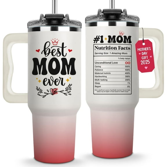 Mothers Day Gifts For Mom - Best Mom Ever Tumbler, Mommy Coffee Mug, Mama Tumblers, Momma Gift Ideas, Funny Birthday Present For Her, Mom Cup, Cute Mother Day Gift Tumbler With Handle 40oz