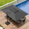 thumbnail image 1 of Parasol Déporté Gris 9 X 12 Pi pour Terrasse Extérieure, Grand Design Rectangulaire Décentré, Double Toit, Cadre en Aluminium Robuste et Rotation à 360° pour Piscine, Jardin, Terrasse, Cour Arrière, 1 of 1