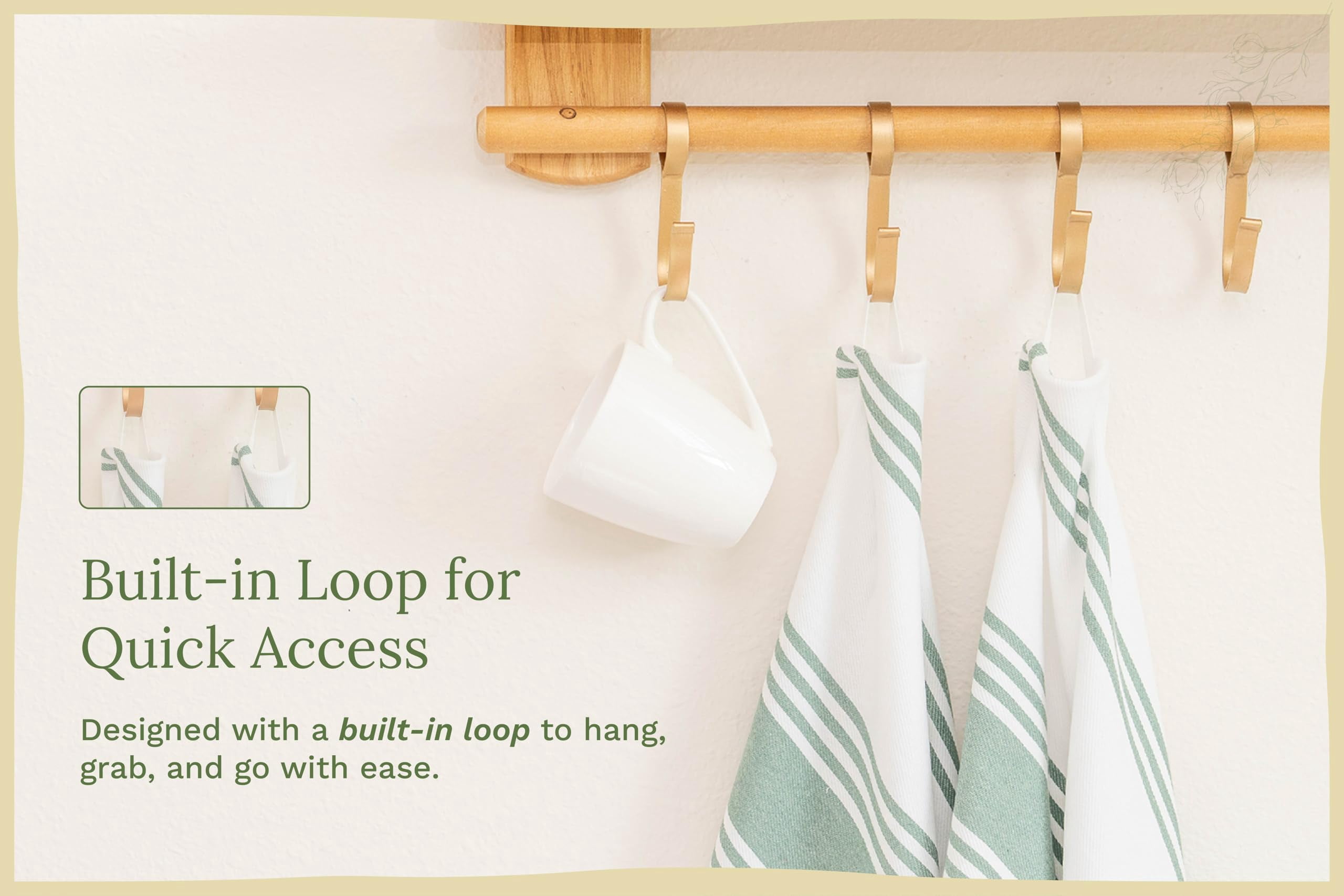 Absorbent Striped Dish Towels, 30x20", Lint-Free (Sage, Pack of 6)