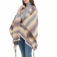 thumbnail image 7 of XFLWAM Women's Sweater Poncho Coat Shawl Wrap Poncho Cape Belt Gradient Cardigan Sweaters Open Front for Spring Winter Beige One Size, 7 of 7