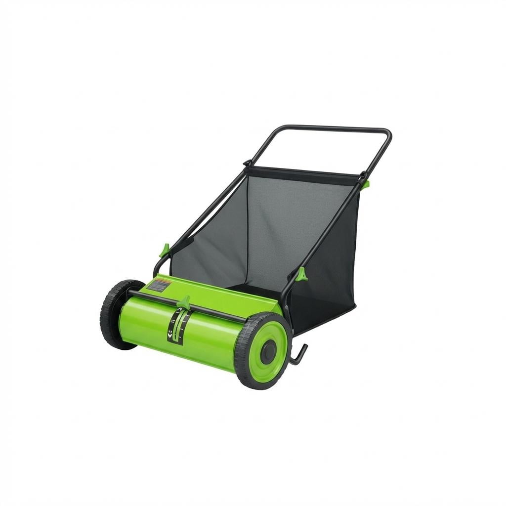 21 Inch Heavy Duty 4-Brush Push Lawn Sweeper, 3.5 Cu.Ft Large Collection Bag for Yard, Garden Cleanup