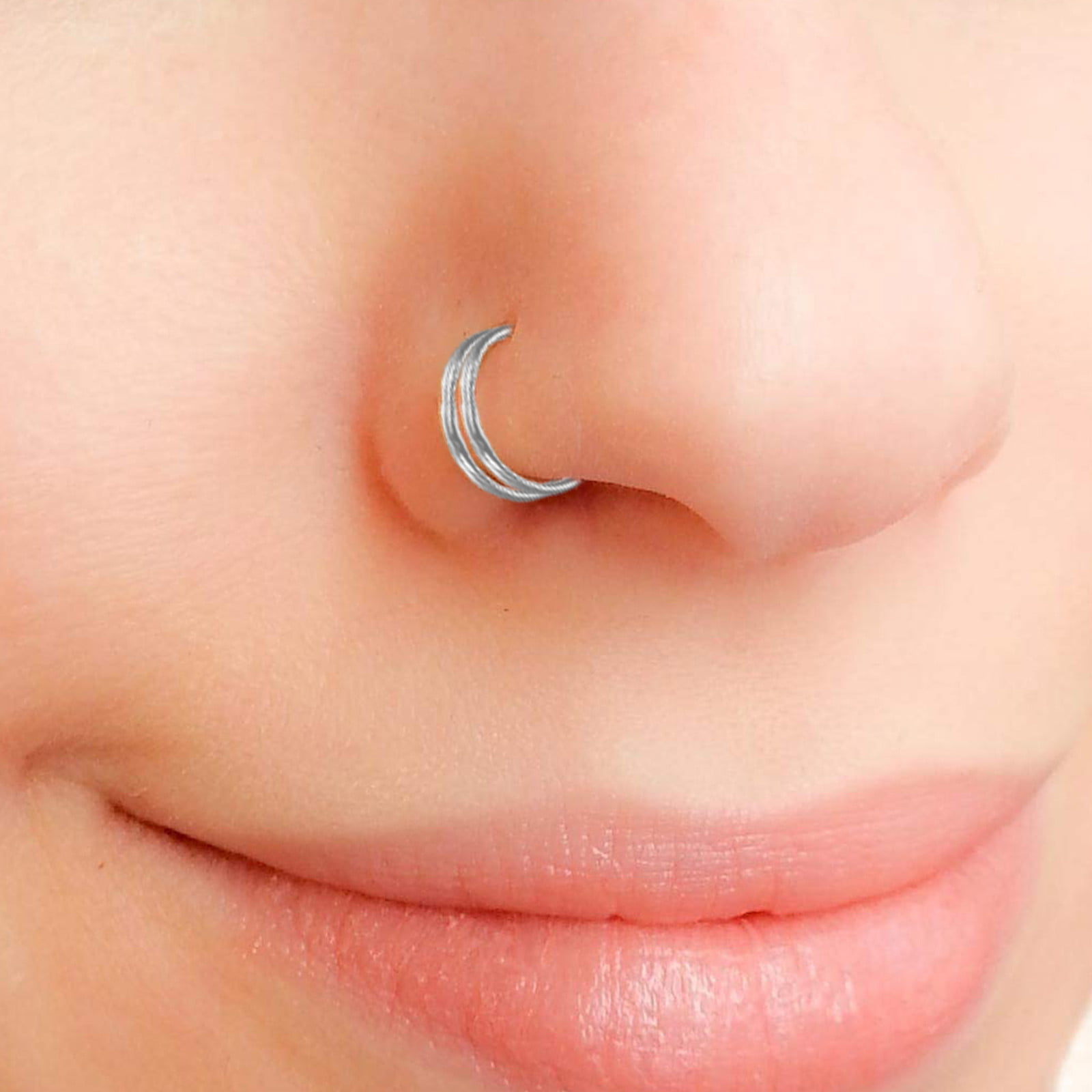 Buy Nose Ring 22g Double Nose Ring Single Pierced Nose Hoop Piercing Double  Nose Ring Single Pierce Double Hoop Twisted Piercing Hoop Online in India -  Etsy