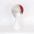 thumbnail image 3 of My Hero Academy's Burnt Frozen Red and White Two tone Short Hair Styling Cosy Wig Red and White Gradient, 3 of 4