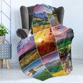 thumbnail image 4 of Summer Soft Flannel Fleece Blanket, Summer Landscapes Waterfall Blooming Flowers Purple Sunshine Natural Paradise, Cozy Plush for Indoor and Outdoor Use, 50" x 70", Red Yellow Green, by Ambesonne, 4 of 5