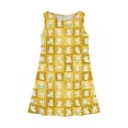 thumbnail image 3 of DORKASM Kids Easter Bunny Print Sleeveless Swing Dress: Mint Checkered Vest Dress Yellow 110, 3 of 5