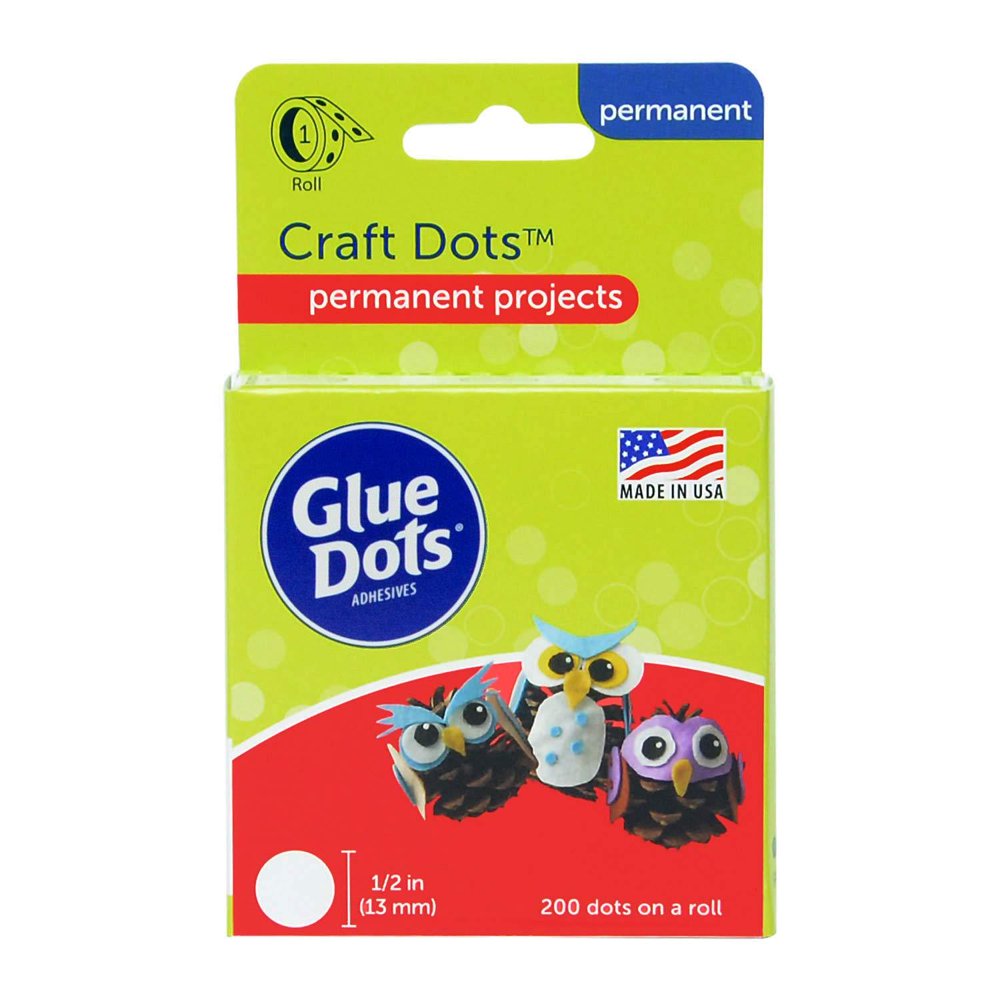 Glue Dots 08165E Craft Dots Adhesive, 1/2 Inch, Clear, Roll of 200