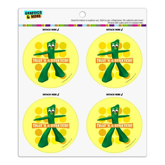 Yoga Gumby That's a Stretch Refrigerator Fridge Locker Vinyl Circle Magnet Set