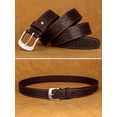 thumbnail image 4 of Catelles Brown Textured Leather Men's Belt Stainless Steel Pin Buckle Design Commuter Versatile Gift Box Set&For waist 52 Width 1.5in(3.8cm), 4 of 9