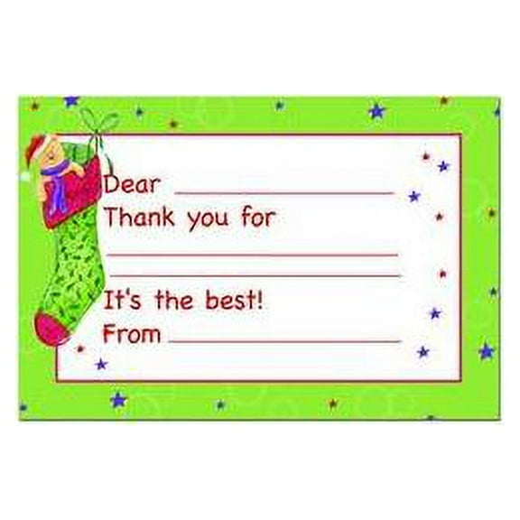 Kid's Stockings Fill-In-The-Blank Thank You Note Cards With White Envelopes - 8/Pack (113336)