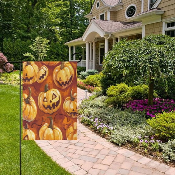 Halloween Pumpkins Garden Flag Double Sided 12 x 18 Inch Outside Yard Decoration Outdoor Flag