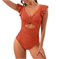 thumbnail image 5 of Njoeus One 1- Piece Swimsuit Womens Ruffled Tummy Swimwear Control Cutout V-Neck Slimming Bathing Suit for Women S-XXL (with Padded), 5 of 6