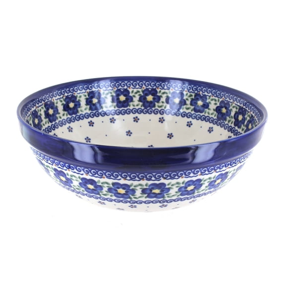 Blue Rose Polish Pottery Spring Blossom Medium Serving Bowl