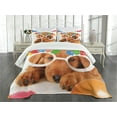 thumbnail image 3 of Ambesonne Birthday Party Quilted Bedspread Set 3 Pcs, Puppy Dog Birthday, King Size, Multicolor, 3 of 5