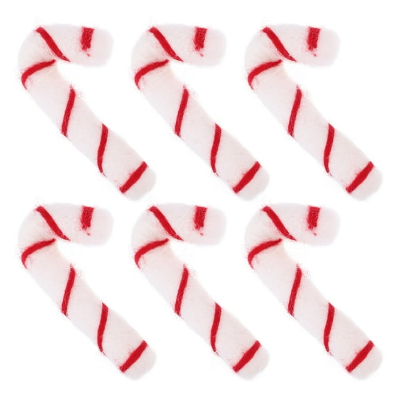 RENACLIPY Adorable Candy Cane Wool Decorations White Plush for Christmas DIY 6Pcs