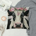 thumbnail image 2 of PRATYUS  Cute Farm Cow Throw Pillow Covers Black White Pink Cowhide Print Pillow Cases for Kids Teens Adults Watercolor Wild Flowers Rustic Plaid Cushion Covers for Couch Chairs White, 2 of 5