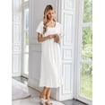 thumbnail image 4 of Ekouaer Cotton Long Nightgowns for Women Short Sleeve Night Gown Button House Dress Lace Trim Sleep Shirt Soft Nightshirt, 4 of 6