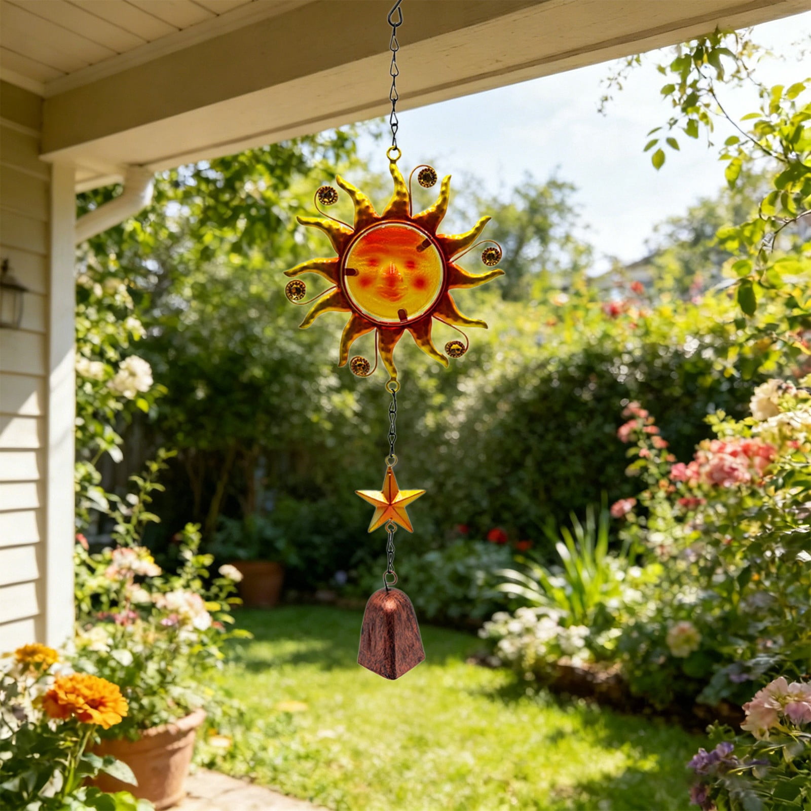 SSZMDLB Wind Chime Iron Art Crafts Pendant, Handcrafted Metal Wind Chimes for Outdoor Garden Decoration, Hanging Bell Windchime for Patio Porch Home Decor, Artistic Pendant Ornaments