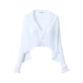 thumbnail image 6 of PBFRDSJ Women's Y2K Open Front Cardigan Textured Lettuce Trim Long Sleeve Loose Streetwear Chiffon Cover Up, 6 of 7