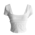 thumbnail image 4 of Seductiva Women's Slim-Fit Short Sleeve T-Shirt 2025 Y2K Women's Short Sleeve T Shirt Backless Tie Bowomen Slim Fit Cropped Top Spring Tops Fashion Basic Tees Trendy Tunic Blouses, 4 of 9