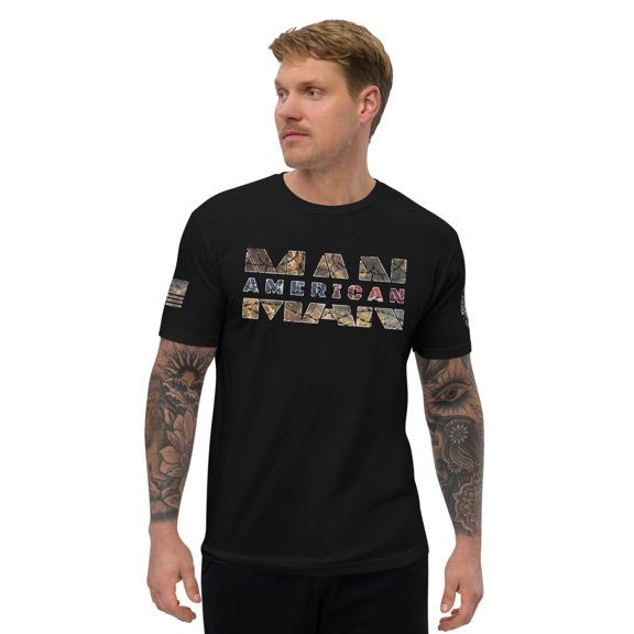 AMERICAN MAN Fitted T-shirt (Black, XS)