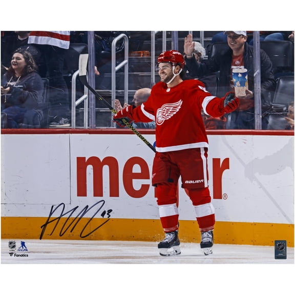 Alex DeBrincat Detroit Red Wings Autographed 16" x 20" Red Jersey Celebrating Photograph - Fanatics Authentic Certified