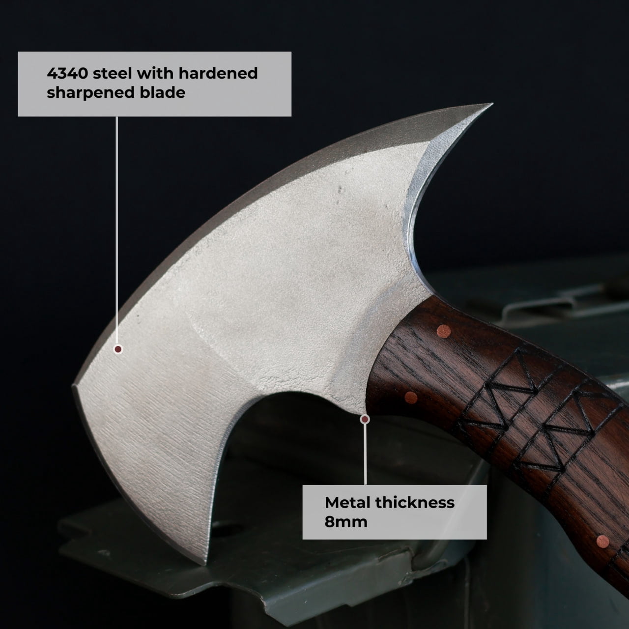 Forged Camping Hatchet 13.77", Camp Axe w/ Engraved Handle, Functional Axe