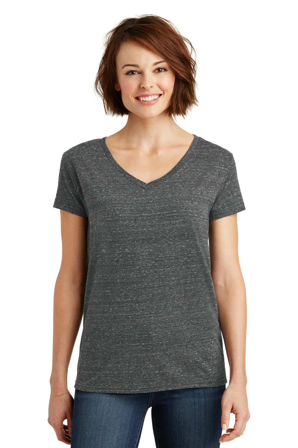 Ladies Cosmic Relaxed V-Neck Tee. Dm465 