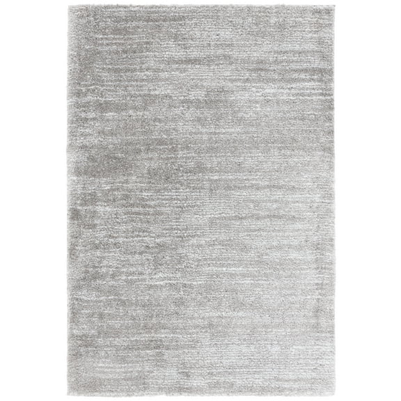 SAFAVIEH Jasmine Sashka Solid Polyester Shag Area Rug, Grey/Ivory, 8' x 10'