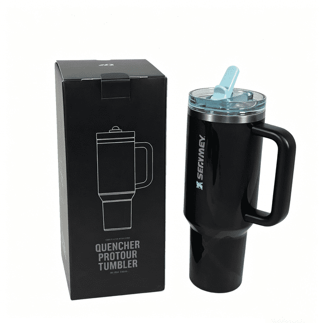 Stanley 1913 Quencher ProTour Flip Straw Tumbler 40 oz Leakproof Travel Cup with Handle & Straw Insulated Stainless Steel Water Bottle Black 2.0