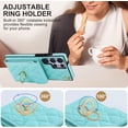 thumbnail image 5 of REQO Phone Case for Samsung Galaxy S23 Ultra 5G Wallet Cover with Tempered Glass Screen Protector and Wrist Strap Ring RFID Blocking Card Holder Cell S23Ultra 23S S 23 23Ultra 6.8 inch Women Teal, 5 of 7