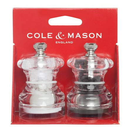 Cole & Mason HP03760U Grinder Button Mini Salt and Pepper Mill Set, 2.5", Clear 3 Pack 