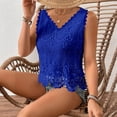 thumbnail image 6 of Lace Tops for Women Sleeveless V Neck Tank Tops Summer Loose Fit Vacation Top Crochet Lightweight Hollow Out Floral Print Casual Blouses, 6 of 8