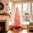 thumbnail image 1 of Gymax 6 FT Pre-Lit Christmas Tree Slim Pencil Xmas Tree w/ 392 Snow Flocked PVC Branch Tips, 1 of 10