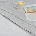 thumbnail image 4 of PAVILIA Reversible Sherpa Fleece Throw Blanket Light Grey, Plush Flannel Throw, Ultra Soft Warm Ribbed Microfiber Blanket for Sofa Couch Bed, Luxury Thick Striped Blanket, Light Grey, 50x60, 4 of 7